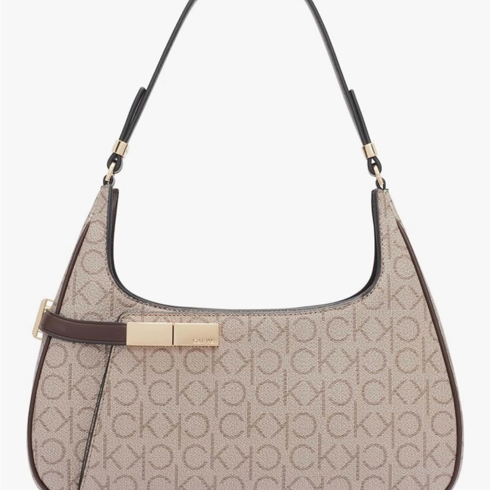 Calvin Klein Beige Monogram Shoulder Bag